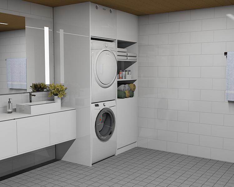 Ilmanvaihdon tehon säätäminen huoneistokohtaisesti lisäsi asumismukavuutta. Vallox 101 -ilmanvaihtokone sijoitettiin linjasaneerauksen yhteydessä uusittuun kylpyhuoneeseen pesutornin päälle.