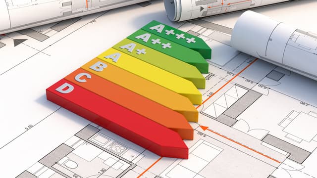 energiapalkki pohjapiirroksen päällä