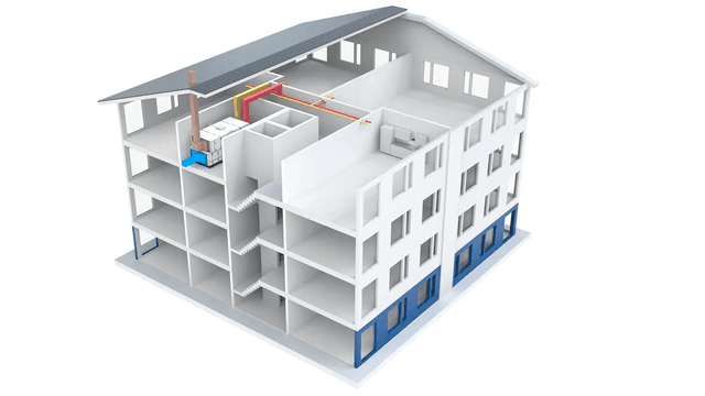 kaaviokuva kerrostalon ilmanvaihdosta